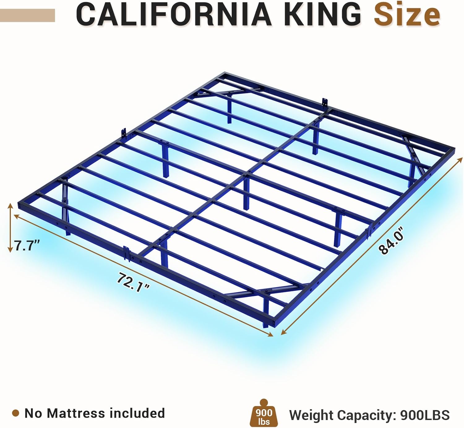 Mabor Metal Floating Bed Frame with LED Lights for Bedroom,No Box Spring Needed,Black/White