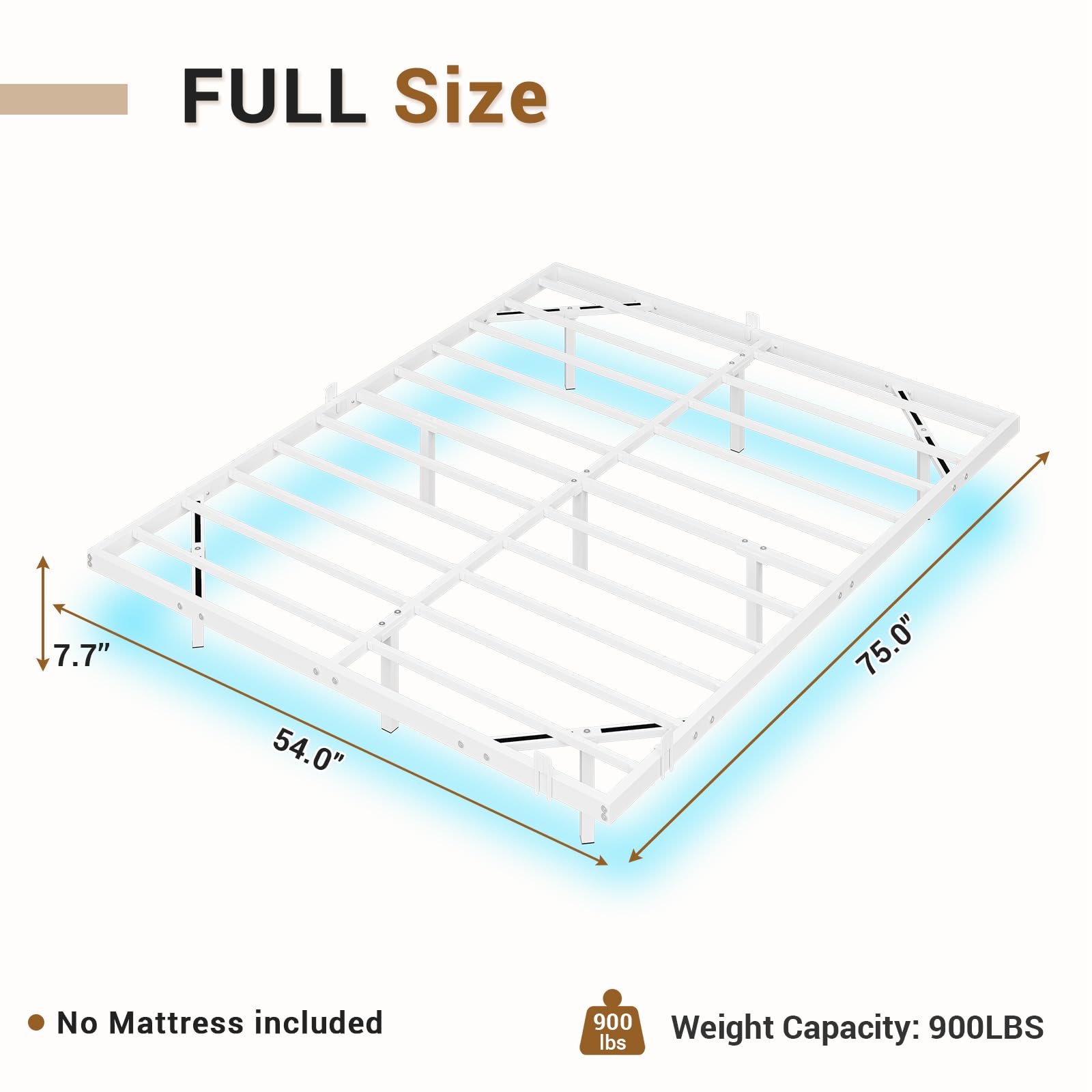 Mabor Metal Floating Bed Frame with LED Lights for Bedroom,No Box Spring Needed,Black/White