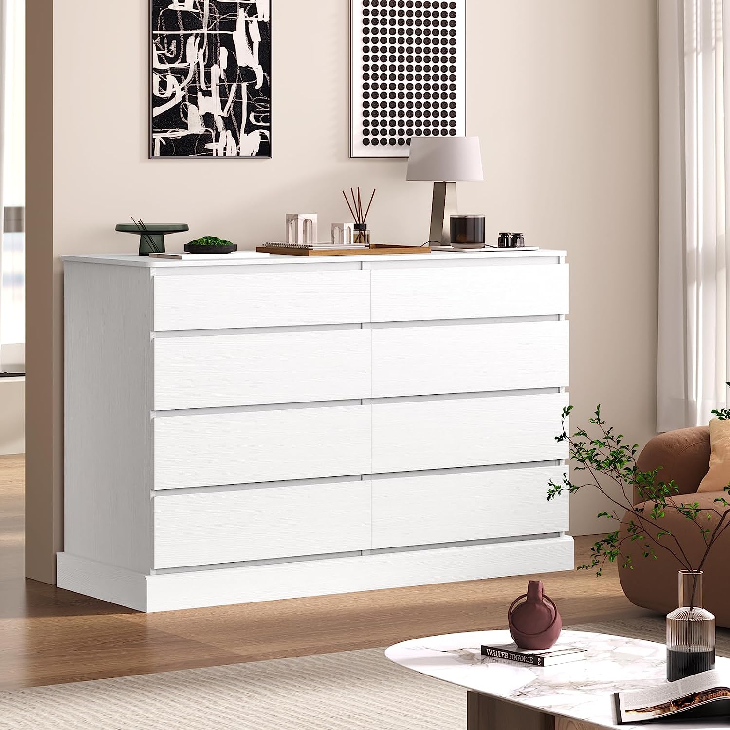 Mabor 8 Drawers Chest of Drawers for Bedroom, Wooden Storage Cabinet, Black/White