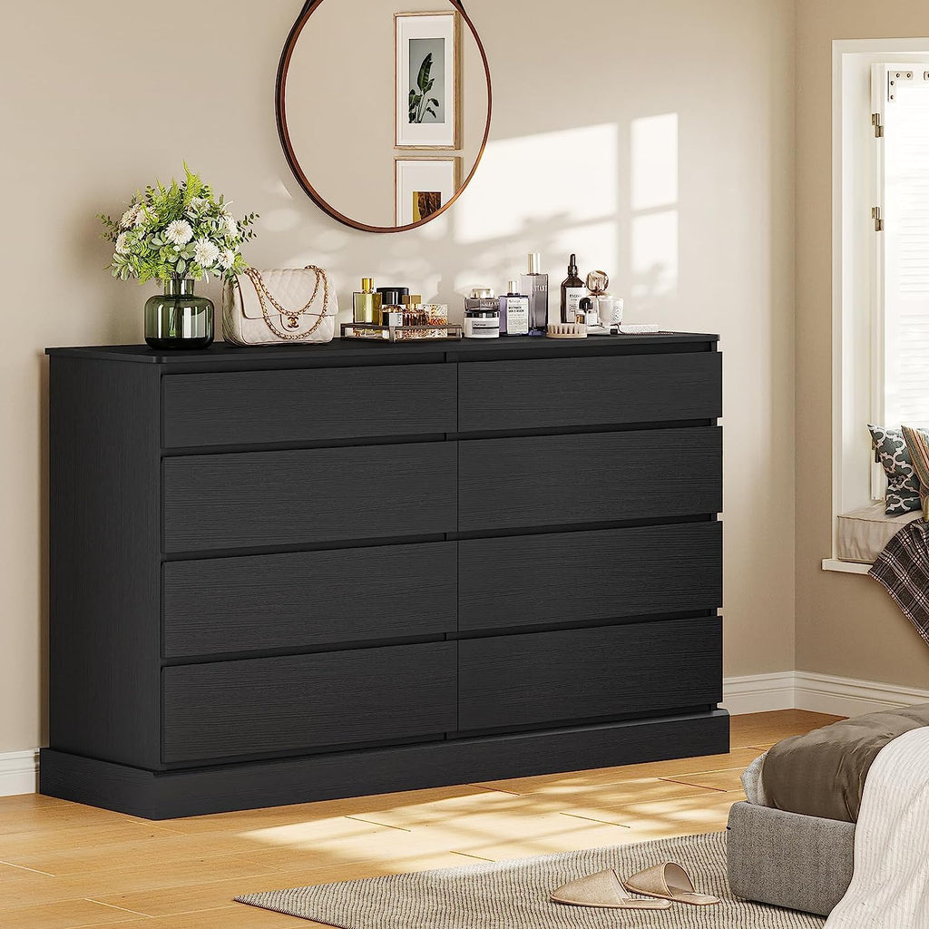 Mabor 8 Drawers Chest of Drawers for Bedroom, Wooden Storage Cabinet, Black/White