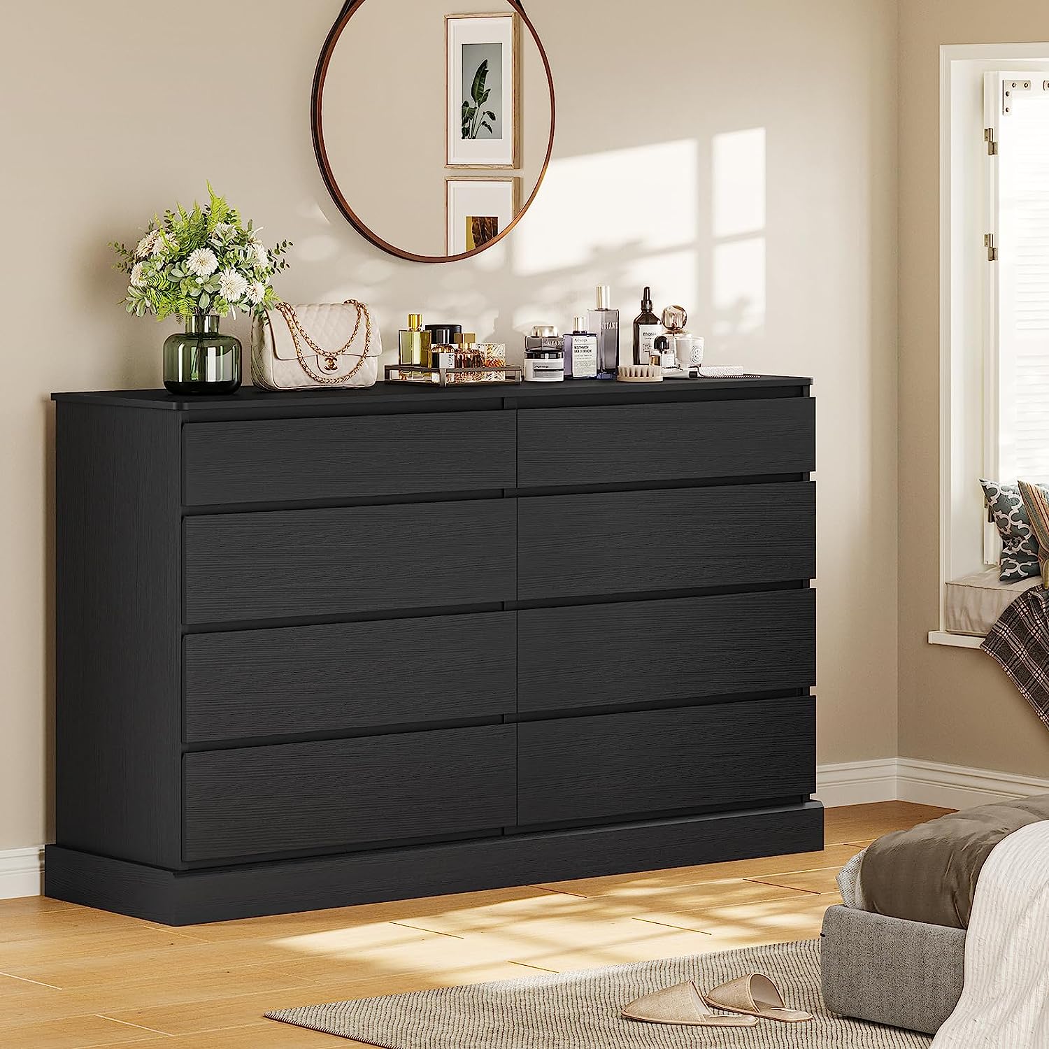 Mabor 8 Drawers Chest of Drawers for Bedroom, Wooden Storage Cabinet, Black/White