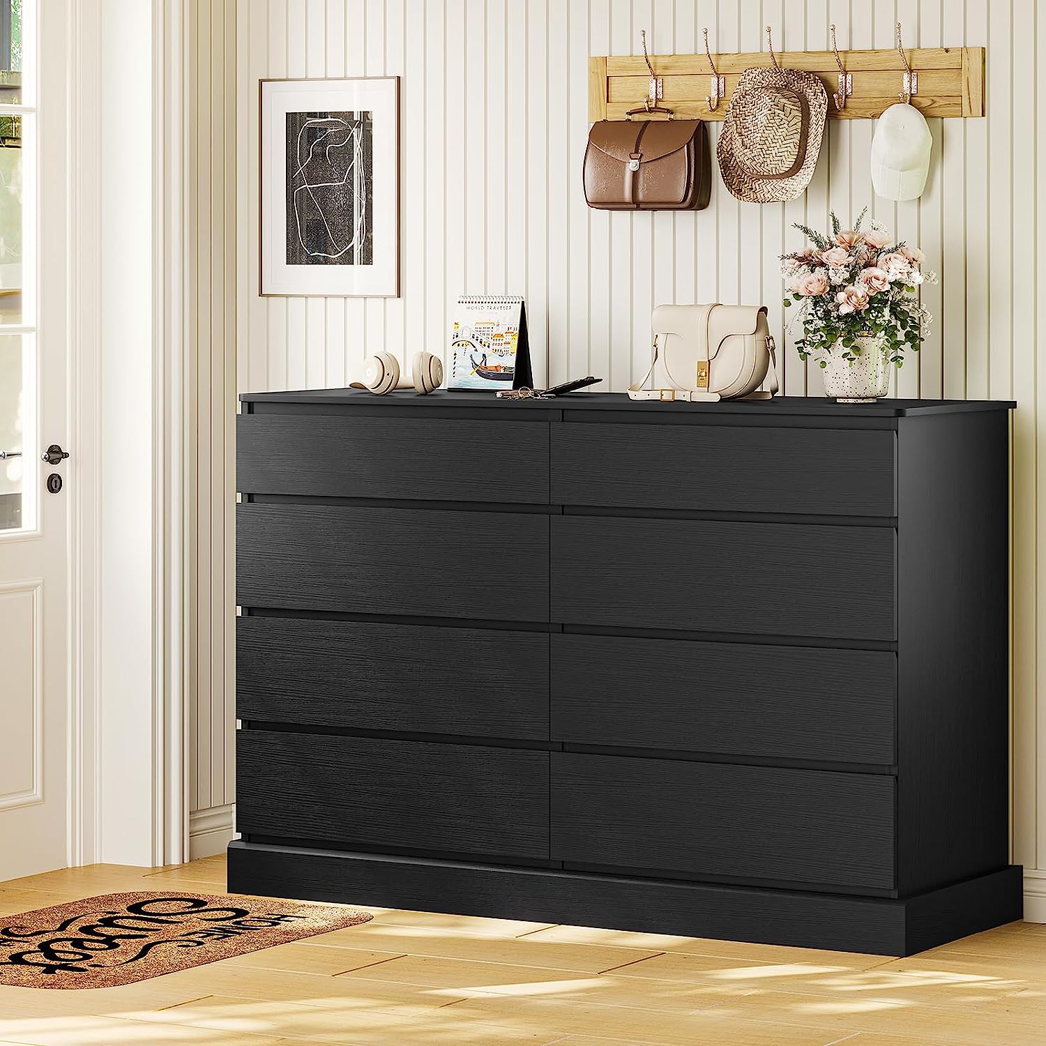 Mabor 8 Drawers Chest of Drawers for Bedroom, Wooden Storage Cabinet, Black/White