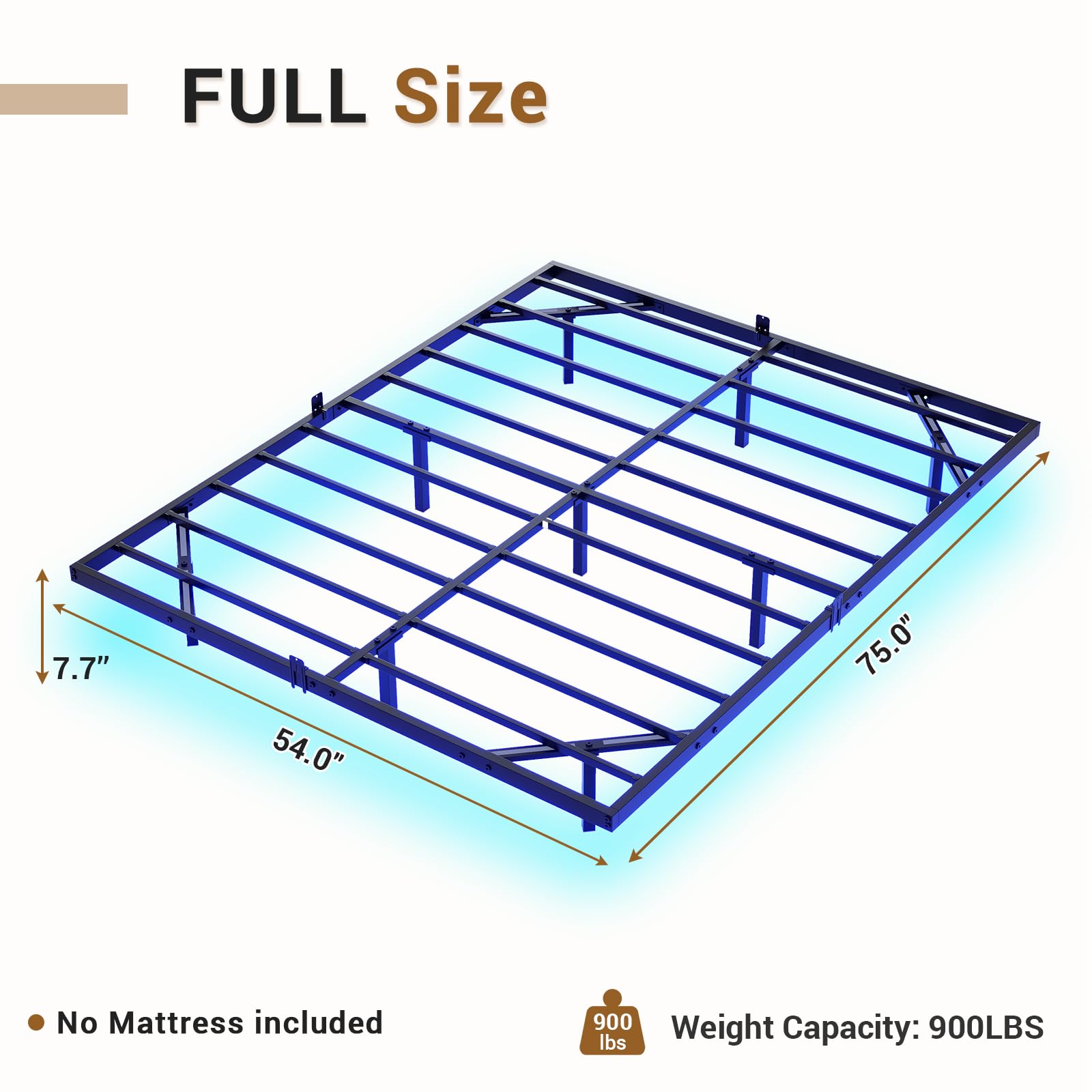Mabor Metal Floating Bed Frame with LED Lights for Bedroom,No Box Spring Needed,Black/White