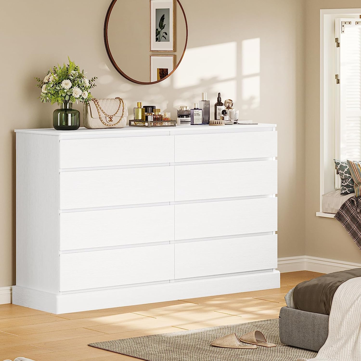 Mabor 8 Drawers Chest of Drawers for Bedroom, Wooden Storage Cabinet, Black/White