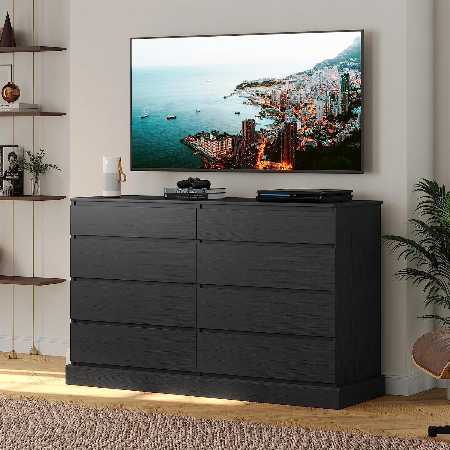 Mabor 8 Drawers Chest of Drawers for Bedroom, Wooden Storage Cabinet, Black/White