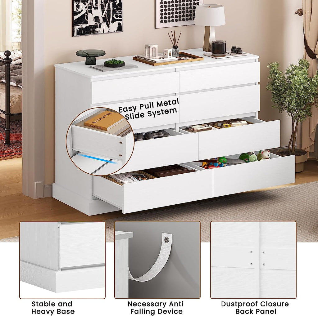 Mabor 8 Drawers Chest of Drawers for Bedroom, Wooden Storage Cabinet, Black/White