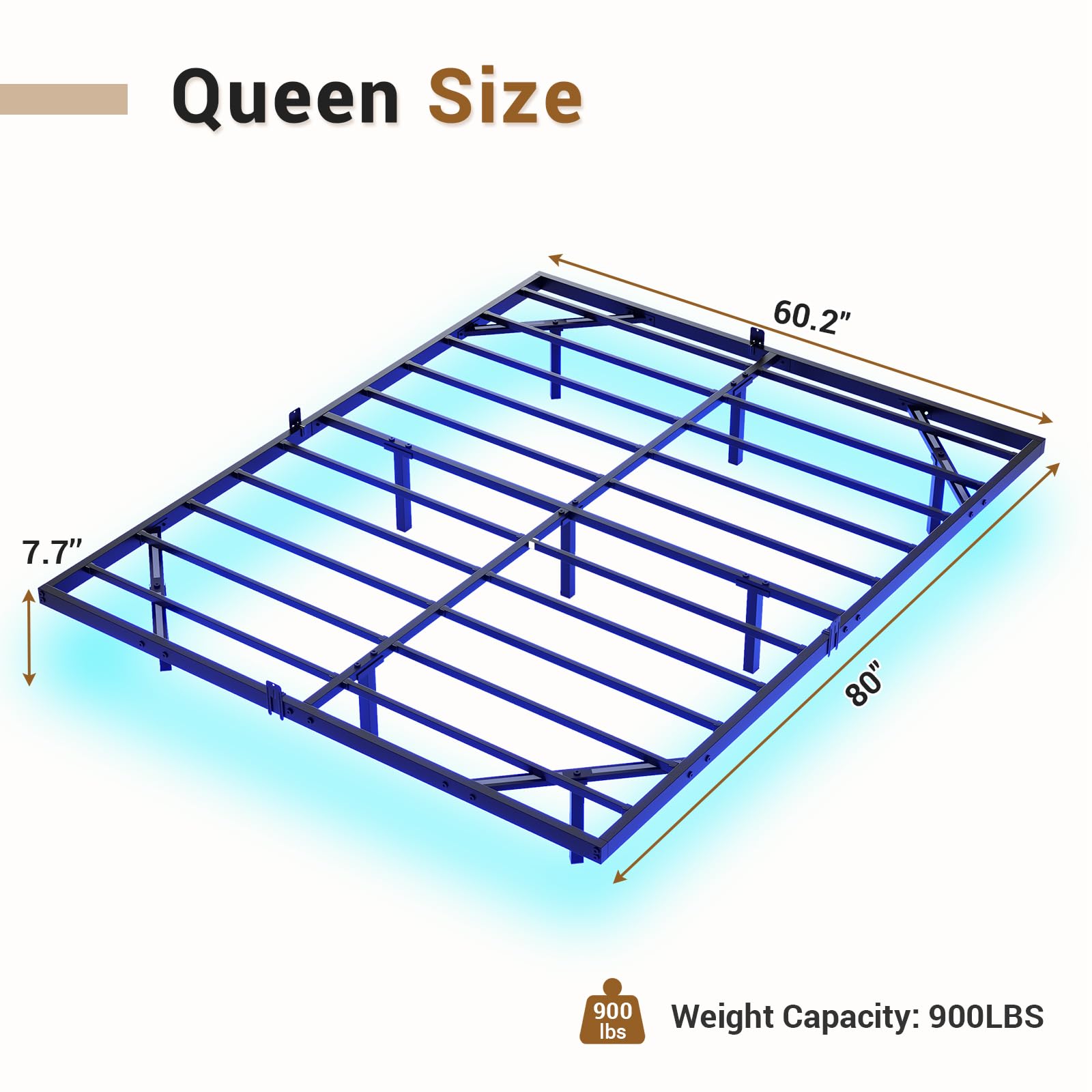 Mabor Metal Floating Bed Frame with LED Lights for Bedroom,No Box Spring Needed,Black/White
