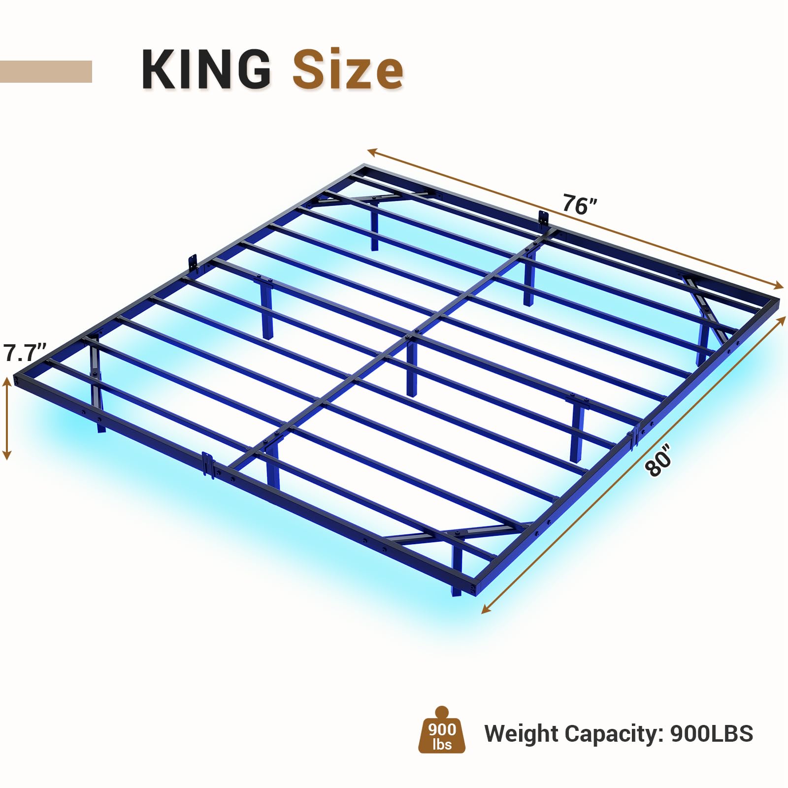 Mabor Metal Floating Bed Frame with LED Lights for Bedroom,No Box Spring Needed,Black/White