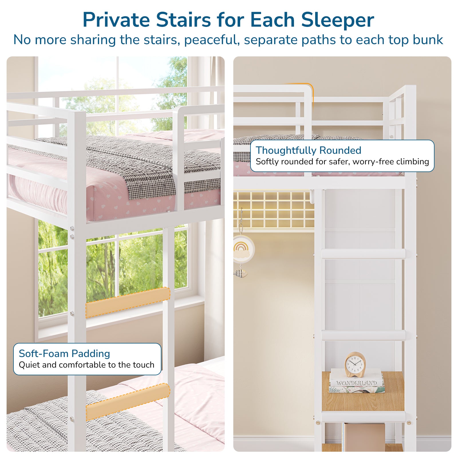 Triple Bunk Bed with 9 Storage Drawers, LED Lights, Open Shelves, Pegboard and Bedside Caddy for 3 Teens